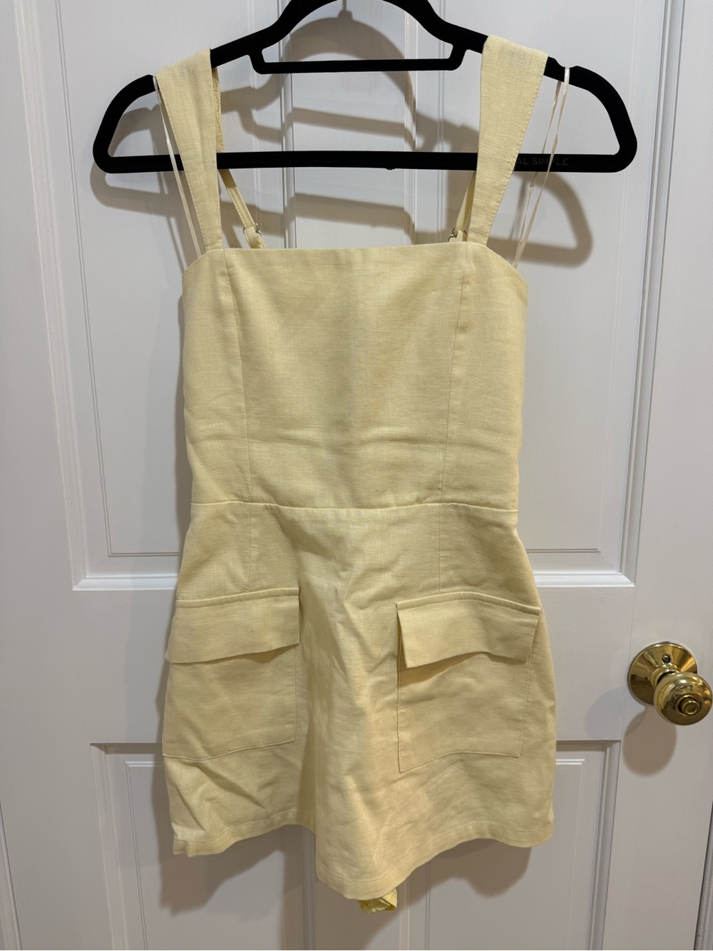 Girls Cream Yellow Pinafore One-Piece Romper